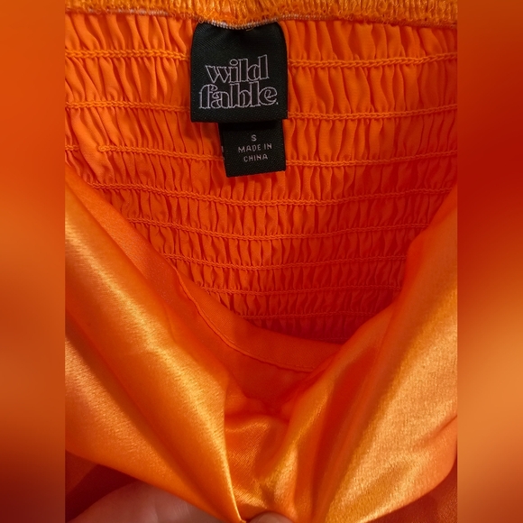 Wild Fable Women's Orange Satin Side Ruched Smocked Bodycon Mini Dress NWT Small - Picture 5 of 7